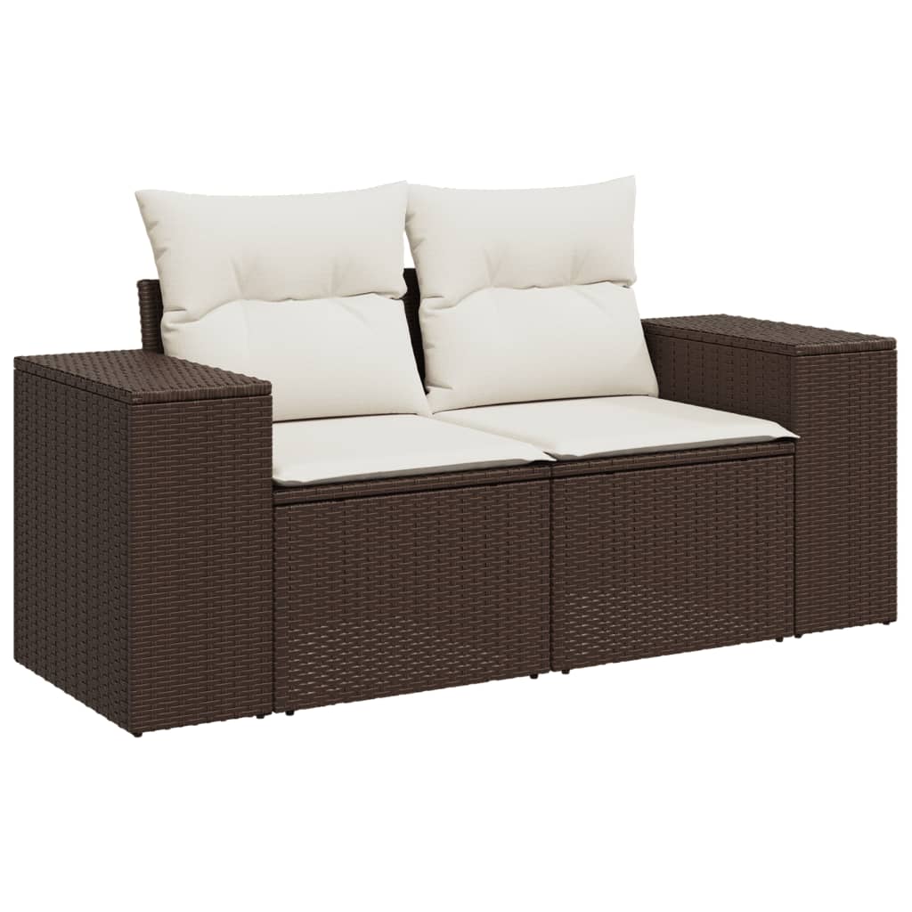 Set de sofás de jardín 11 pzas cojines ratán sintético marrón