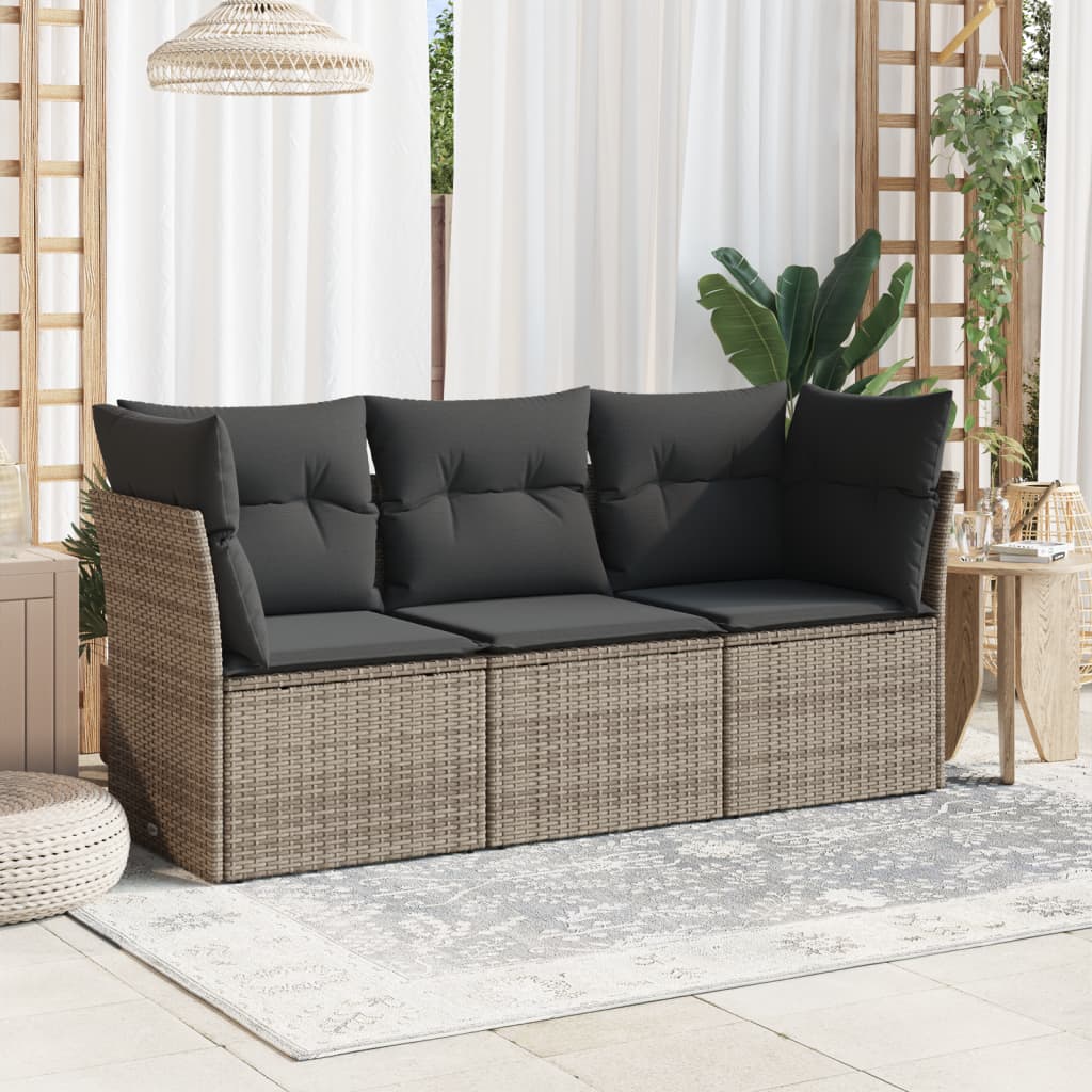Set de muebles de jardín y cojines 7 pzas ratán sintético beige