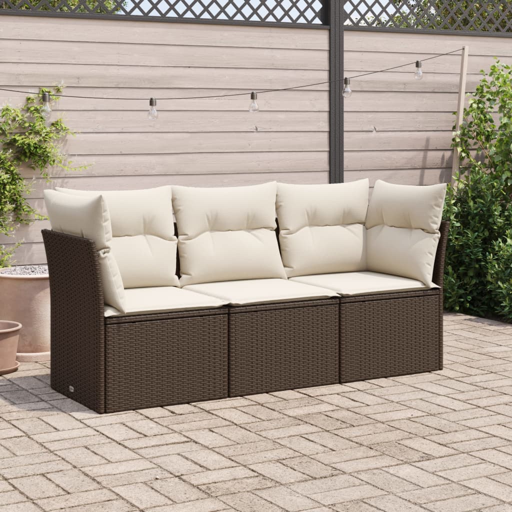 Set sofás de jardín 14 pzas con cojines ratán sintético negro