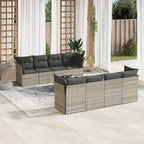 Set de sofás jardín y cojines 5 pzas ratán sintético gris claro