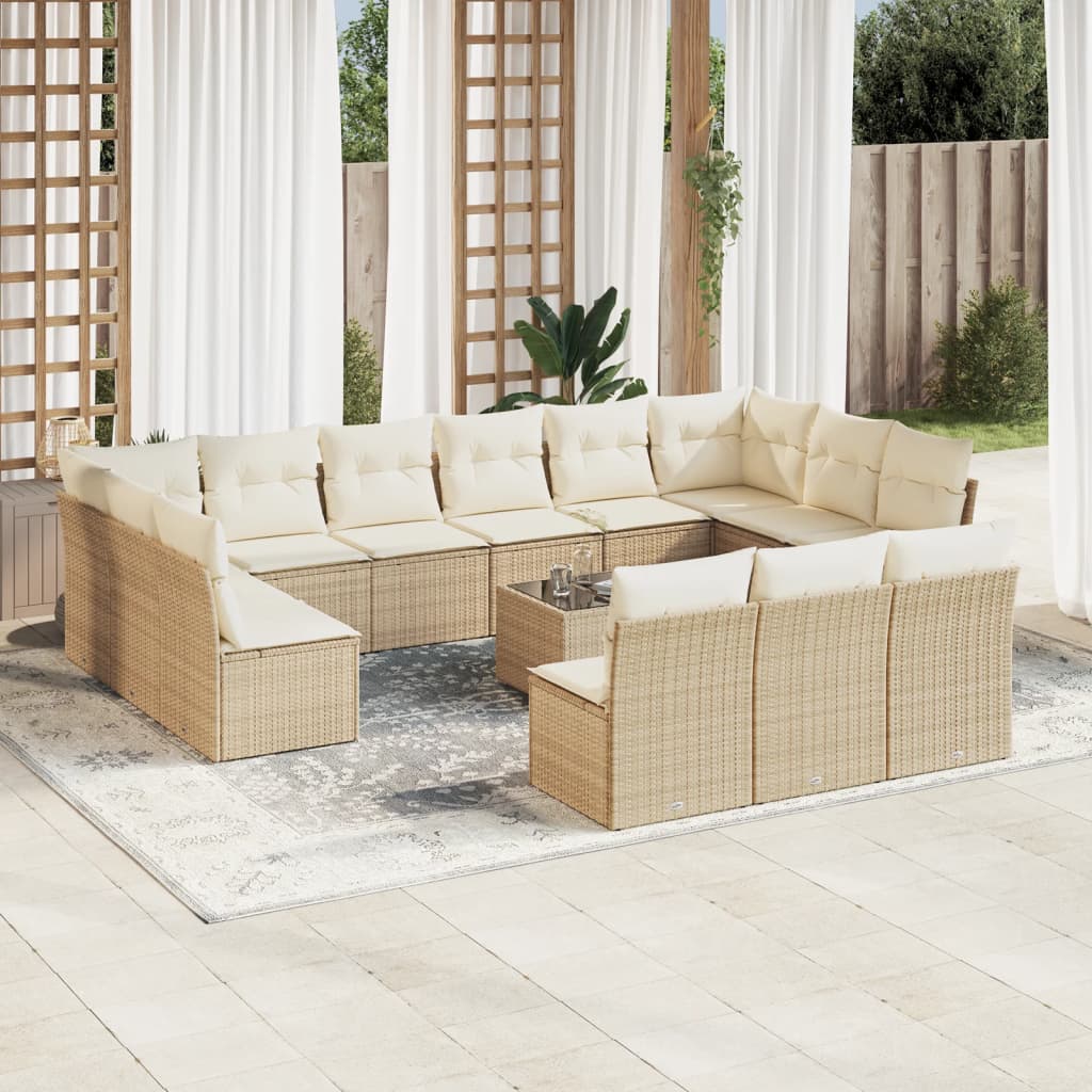 Set muebles jardín 9 pzas y cojines ratán sintético gris claro