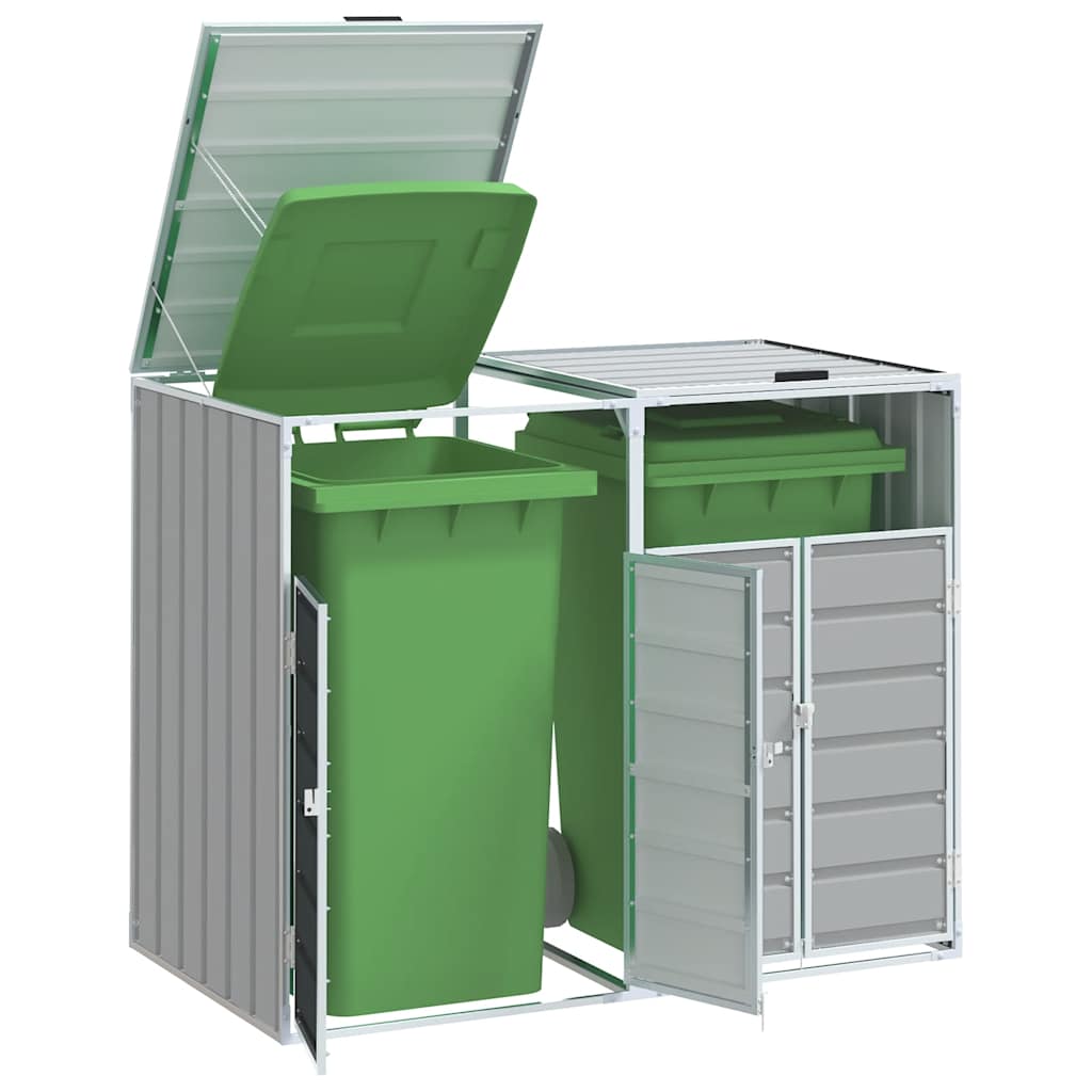 Anthracite steel shed for 3 waste bins 216x81x115 cm