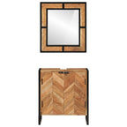 Conjunto de muebles baño 2 pzas madera maciza acacia y hierro