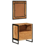 Conjunto de muebles baño 2 pzas madera maciza acacia y hierro