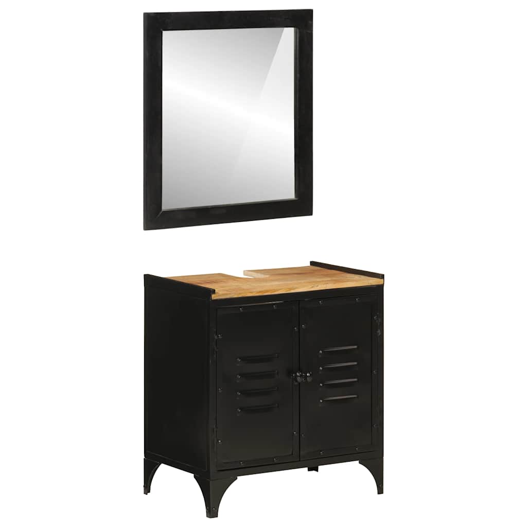 Conjunto de muebles de baño 2 piezas madera maciza de pino