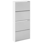 Zapatero con espejo 4 niveles blanco brillo 63x17x134 cm