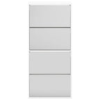Zapatero con espejo 4 niveles blanco brillo 63x17x134 cm