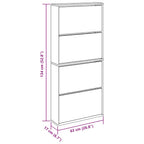 Zapatero con espejo 4 niveles blanco brillo 63x17x134 cm