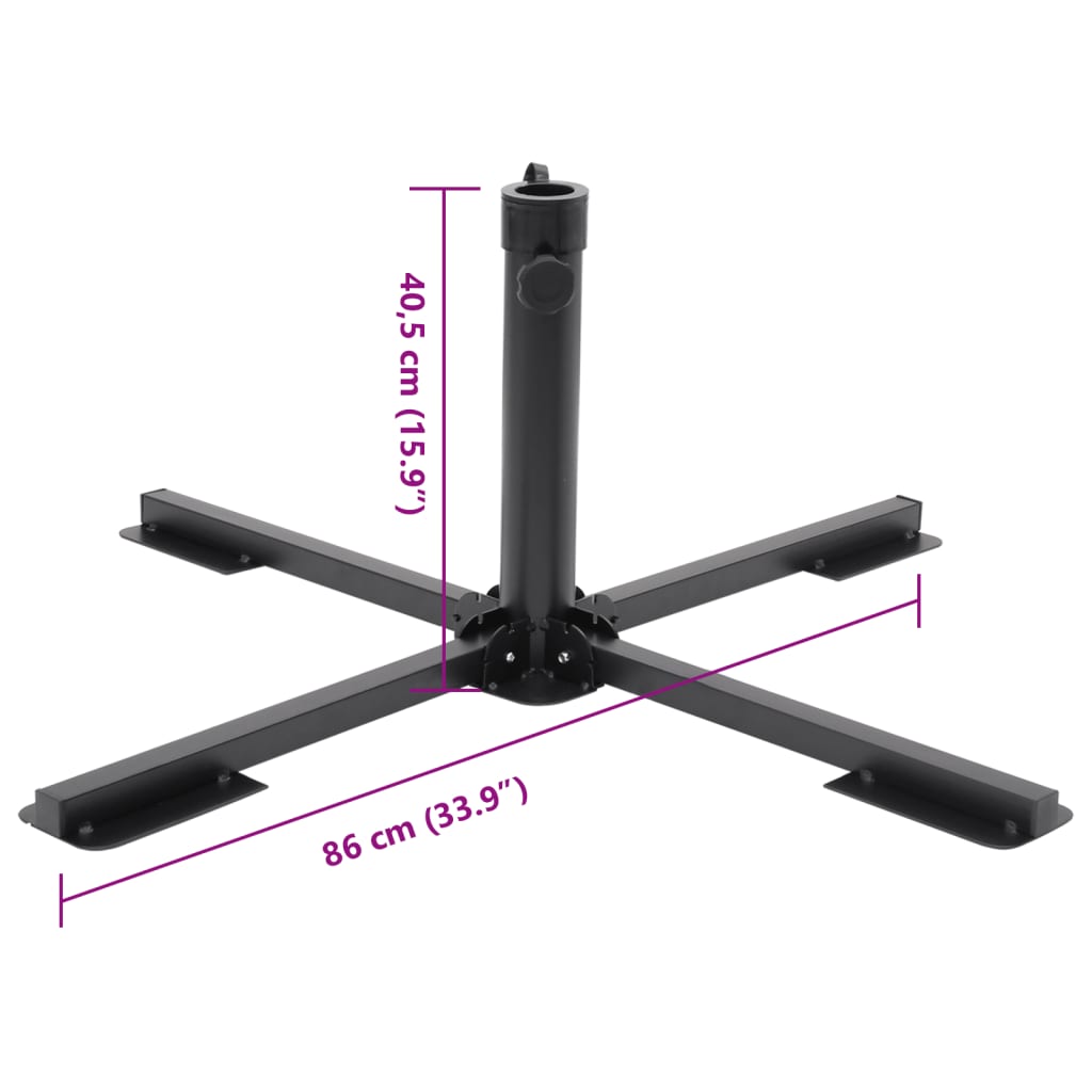 Base de sombrilla para mástil de Ø38/48 mm acero negro brillo