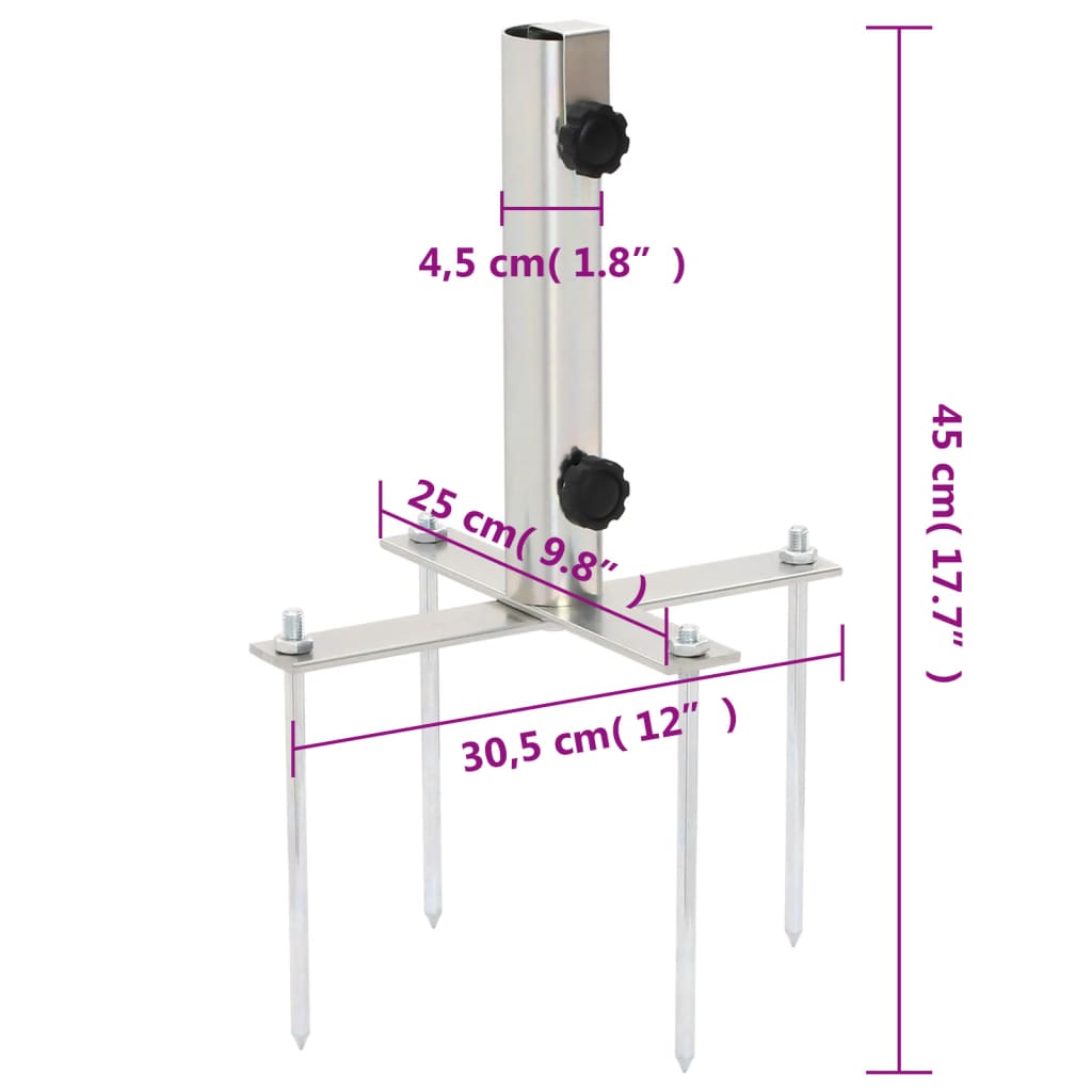Base de Sombrilla con estacas de suelo acero Ø32-38 mm