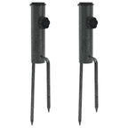Soportes de sombrilla con púas 2 uds acero galvanizado 19x42 cm