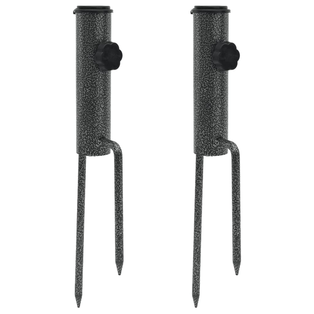 Soportes de sombrilla con púas 2 uds acero galvanizado 19x42 cm