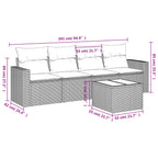 Set comedor de jardín 5 piezas y cojines ratán sintético marrón