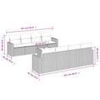 Set muebles jardín 9 pzas y cojines ratán sintético gris claro