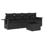 Set de muebles de jardín 5 pzas y cojines ratán sintético negro