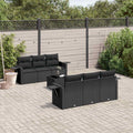 Set de comedor de jardín 7 pzas y cojines ratán sintético negro