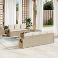 Juego de sofás de jardín con cojines beige 8 pzas ratán PE