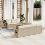 Juego de sofás de jardín con cojines beige 8 pzas ratán PE