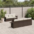 Set sofás de jardín 8 piezas y cojines ratán sintético marrón