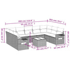 Set de sofás de jardín 10 pzas cojines ratán sintético negro