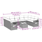 Set de sofás de jardín 10 pzas y cojines ratán sintético marrón