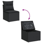 Set de sofás de jardín y cojines 13 pzas ratán sintético negro