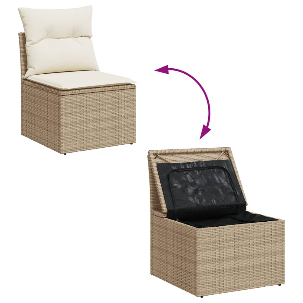 Set sofás de jardín con cojines 13 pzas ratán sintético beige