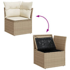 Set sofás de jardín con cojines 13 pzas ratán sintético beige