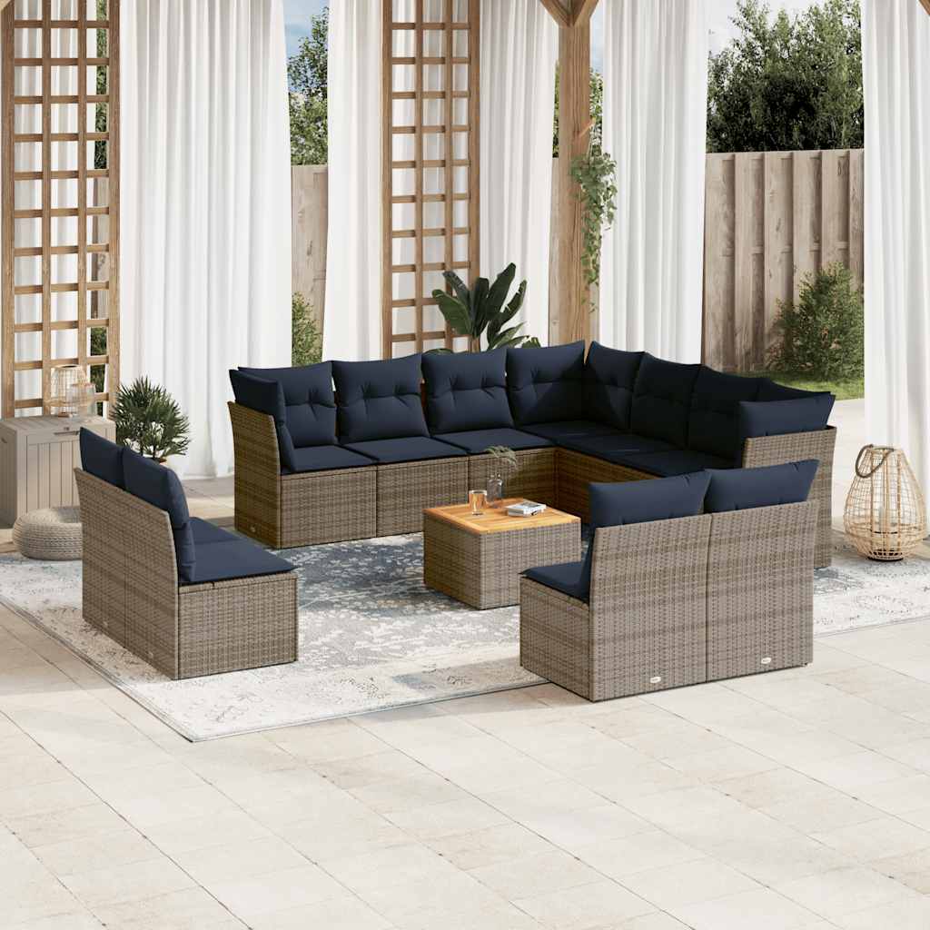 Set sofás de jardín 8 piezas y cojines ratán sintético marrón