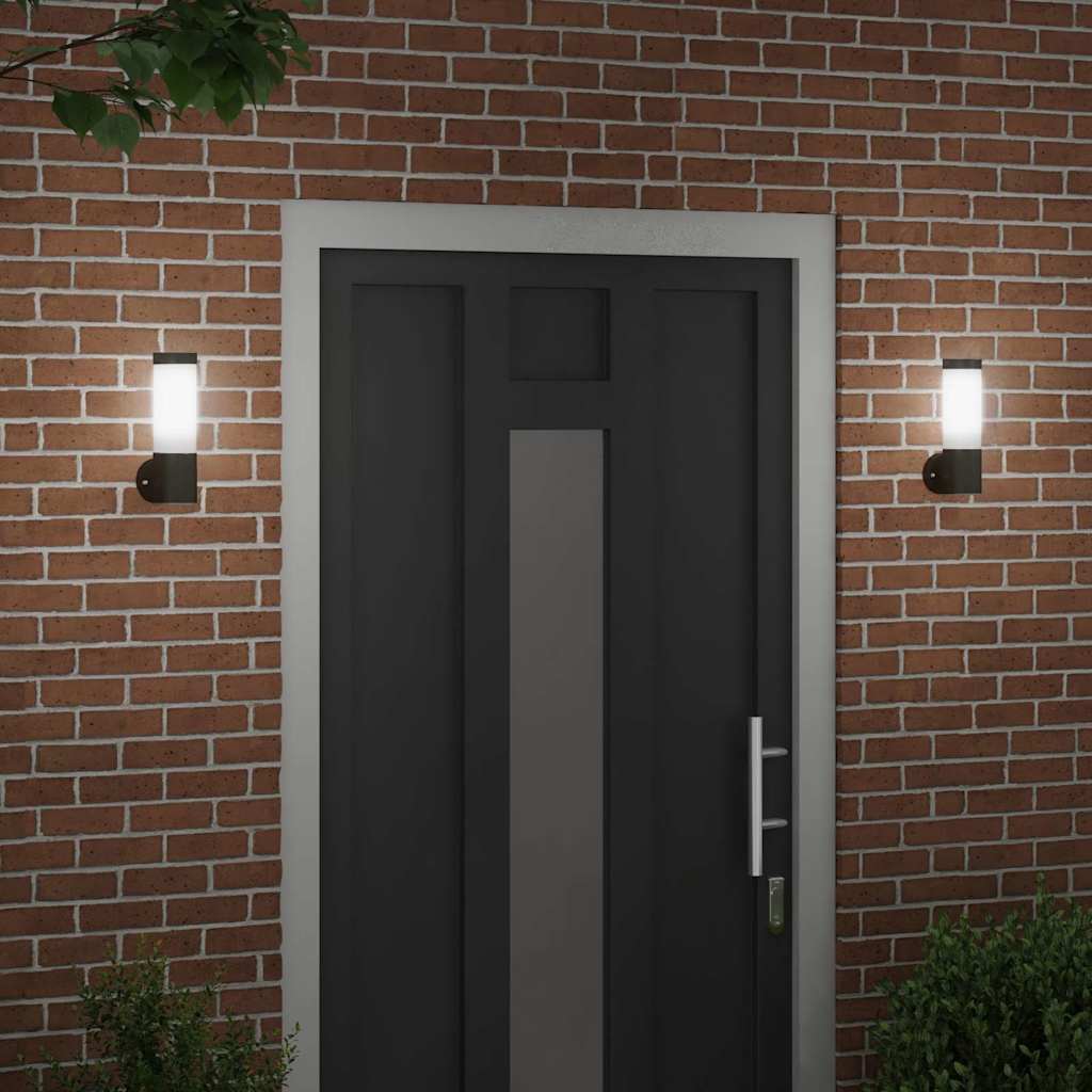 Luz de pared exterior 2 pcs Negro 12 x 8,5 x 27 cm
