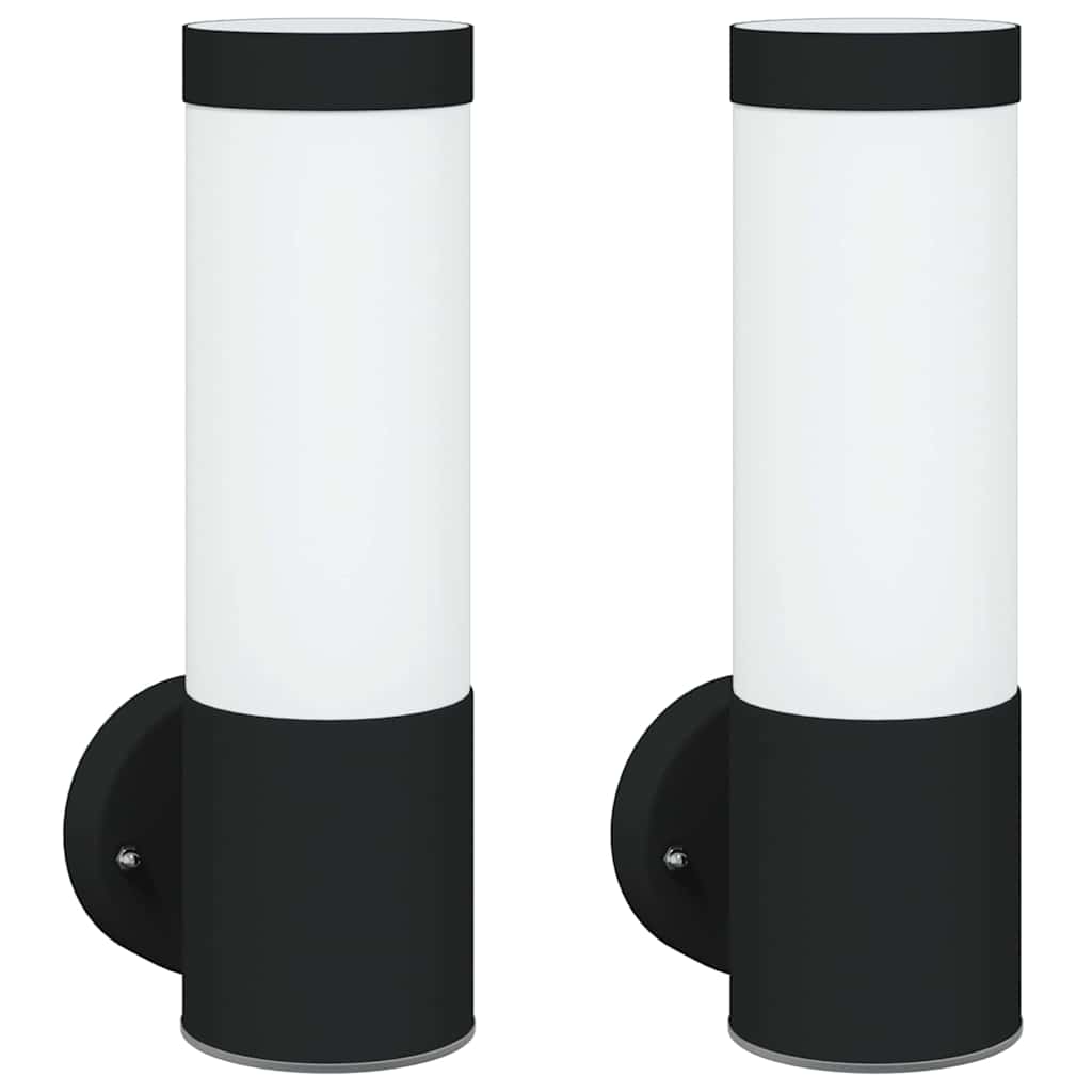Luz de pared exterior 2 pcs Negro 12 x 8,5 x 27 cm