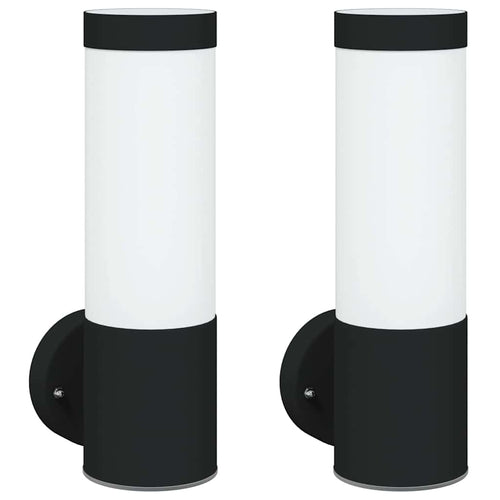 Luz de pared exterior 2 pcs Negro 12 x 8,5 x 27 cm