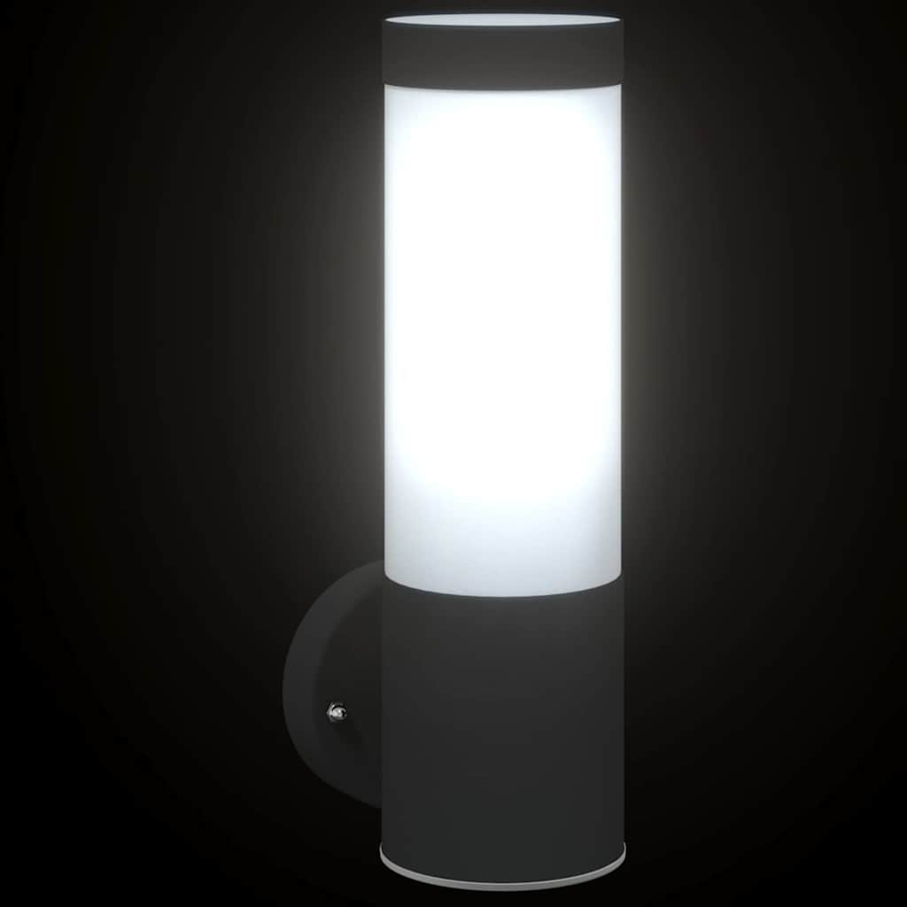 Luz de pared exterior 2 pcs Negro 12 x 8,5 x 27 cm