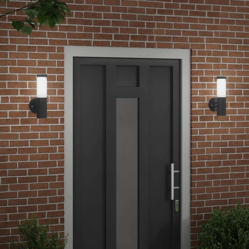 Luz de pared exterior 2 pcs Negro 15 x 7,5 x 33 cm