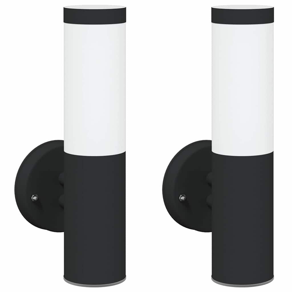 Luz de pared exterior 2 pcs Negro 15 x 7,5 x 33 cm