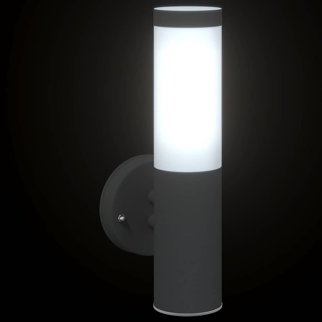 Luz de pared exterior 2 pcs Negro 15 x 7,5 x 33 cm