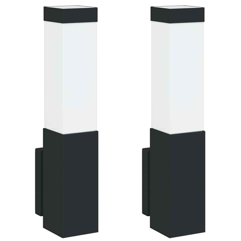 Luz de pared exterior 2 pcs Negro 10.5 x 6 x 33 cm