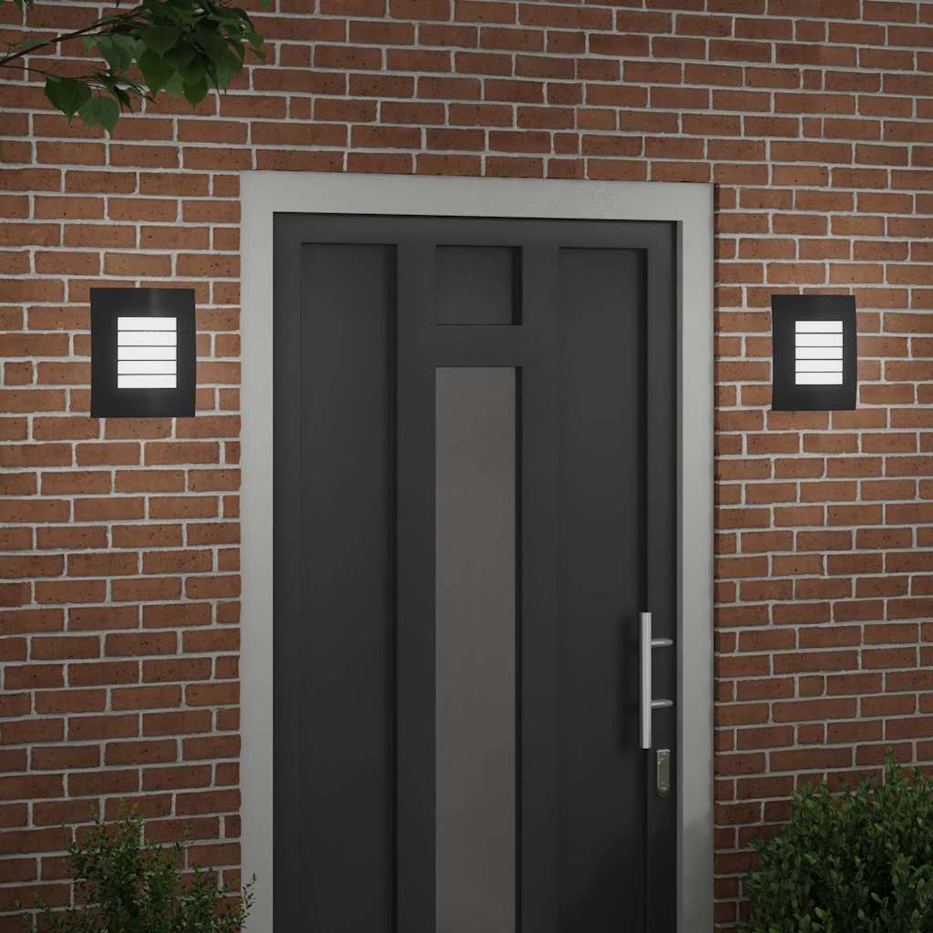 Luz de pared exterior 2 pcs Negro 23.5 x 9 x 26 cm