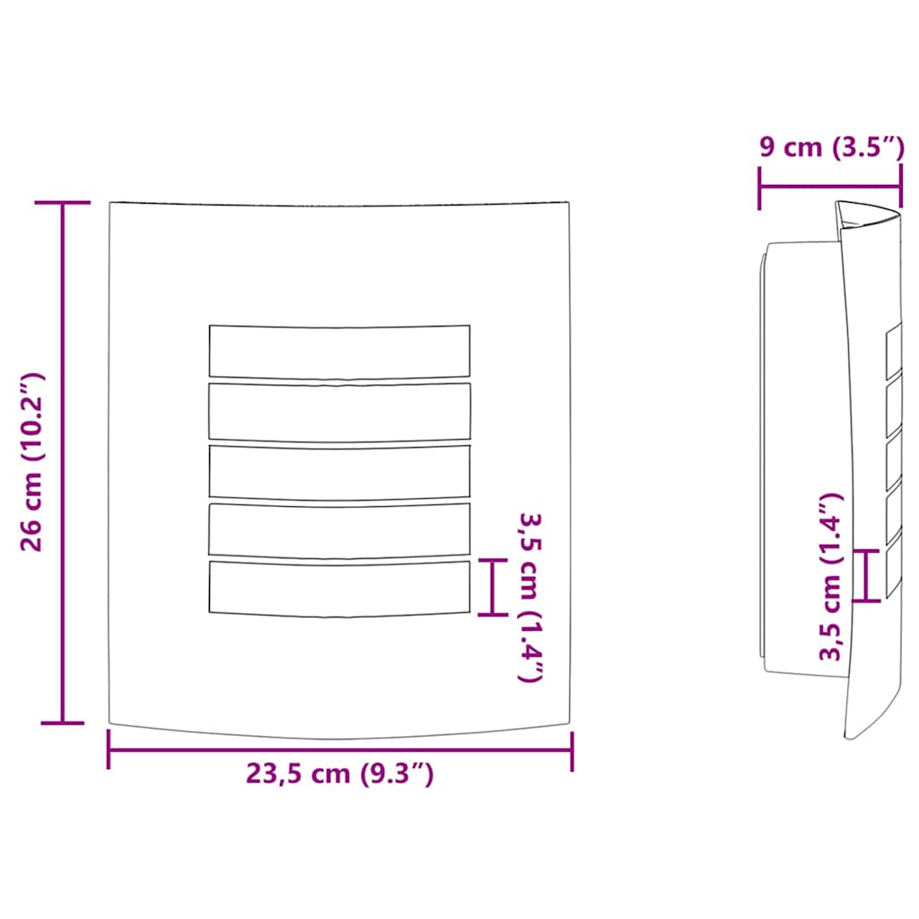 Luz de pared exterior 2 pcs Negro 23.5 x 9 x 26 cm