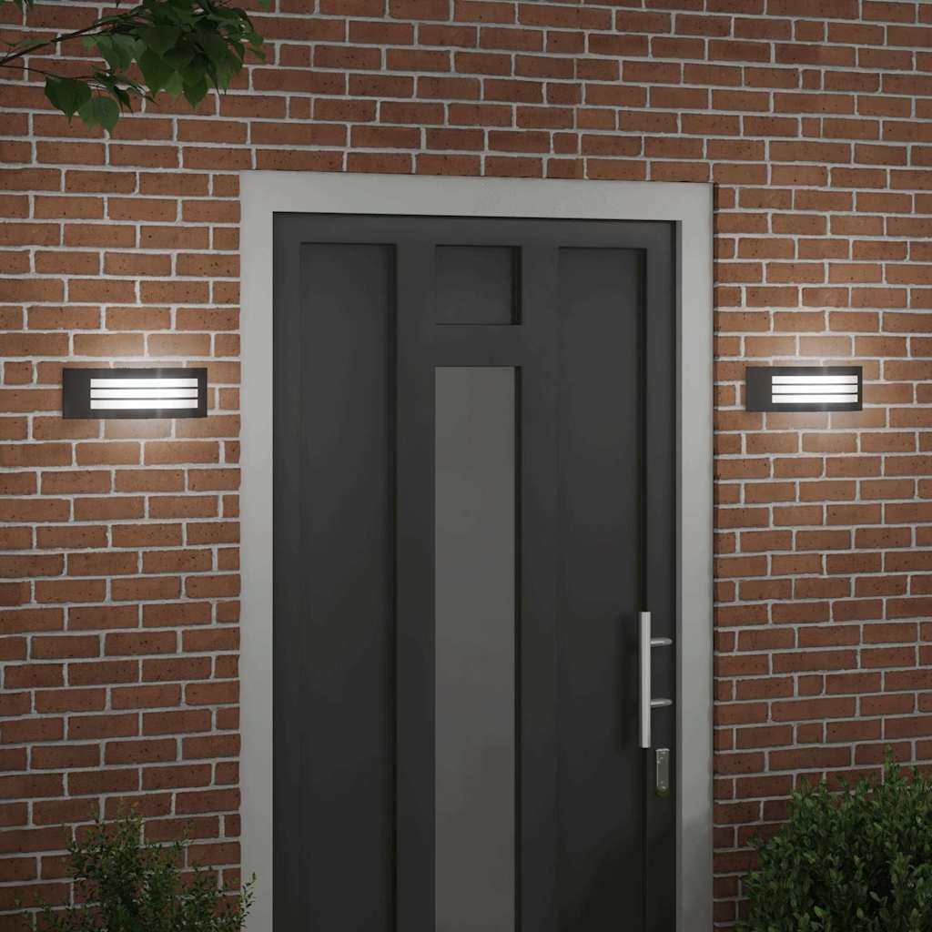 Luz de pared exterior 2 pcs Negro 32 x 10 x 10 cm