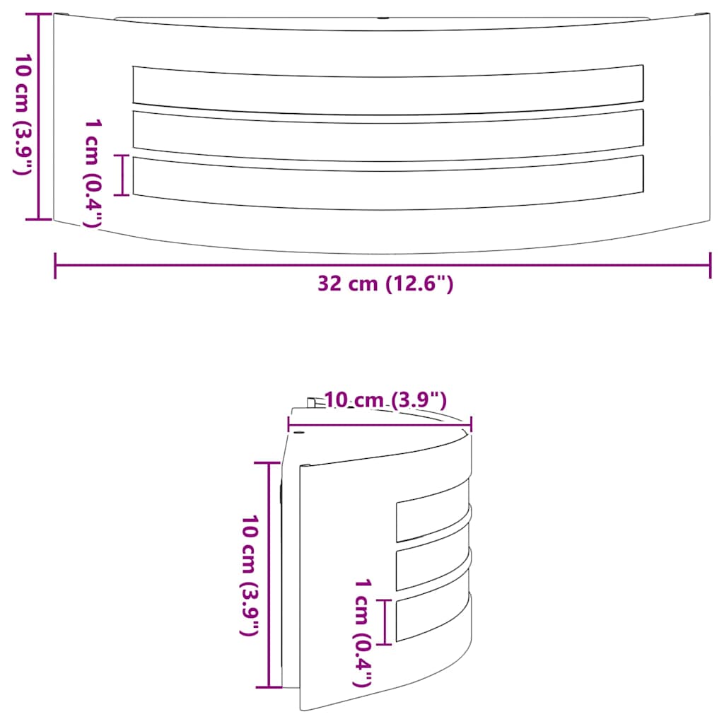 Luz de pared exterior 2 pcs Negro 32 x 10 x 10 cm
