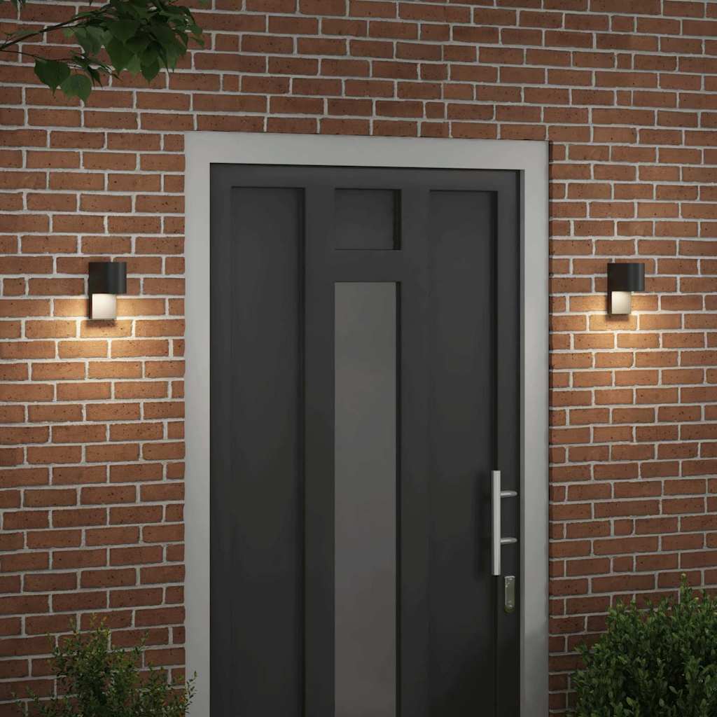 Luz de pared exterior 2 pcs Negro 12 x 7 x 15 cm