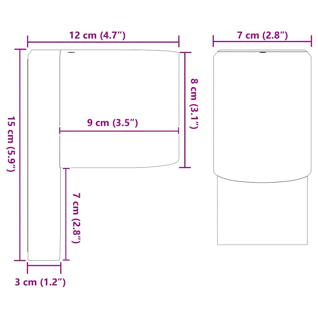 Luz de pared exterior 2 pcs Negro 12 x 7 x 15 cm