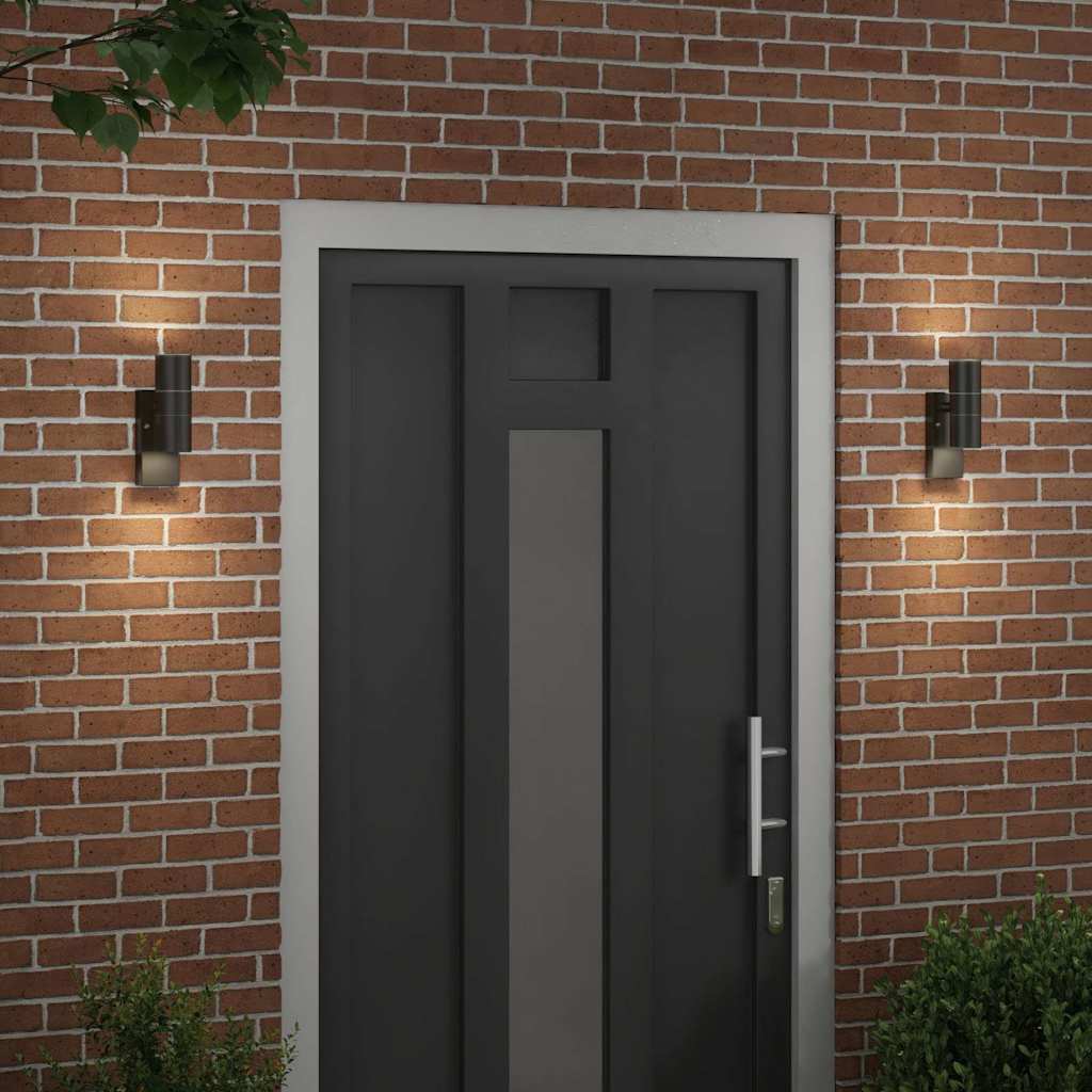 Luz de pared exterior 2 pcs Negro 7 x 10 x 22 cm