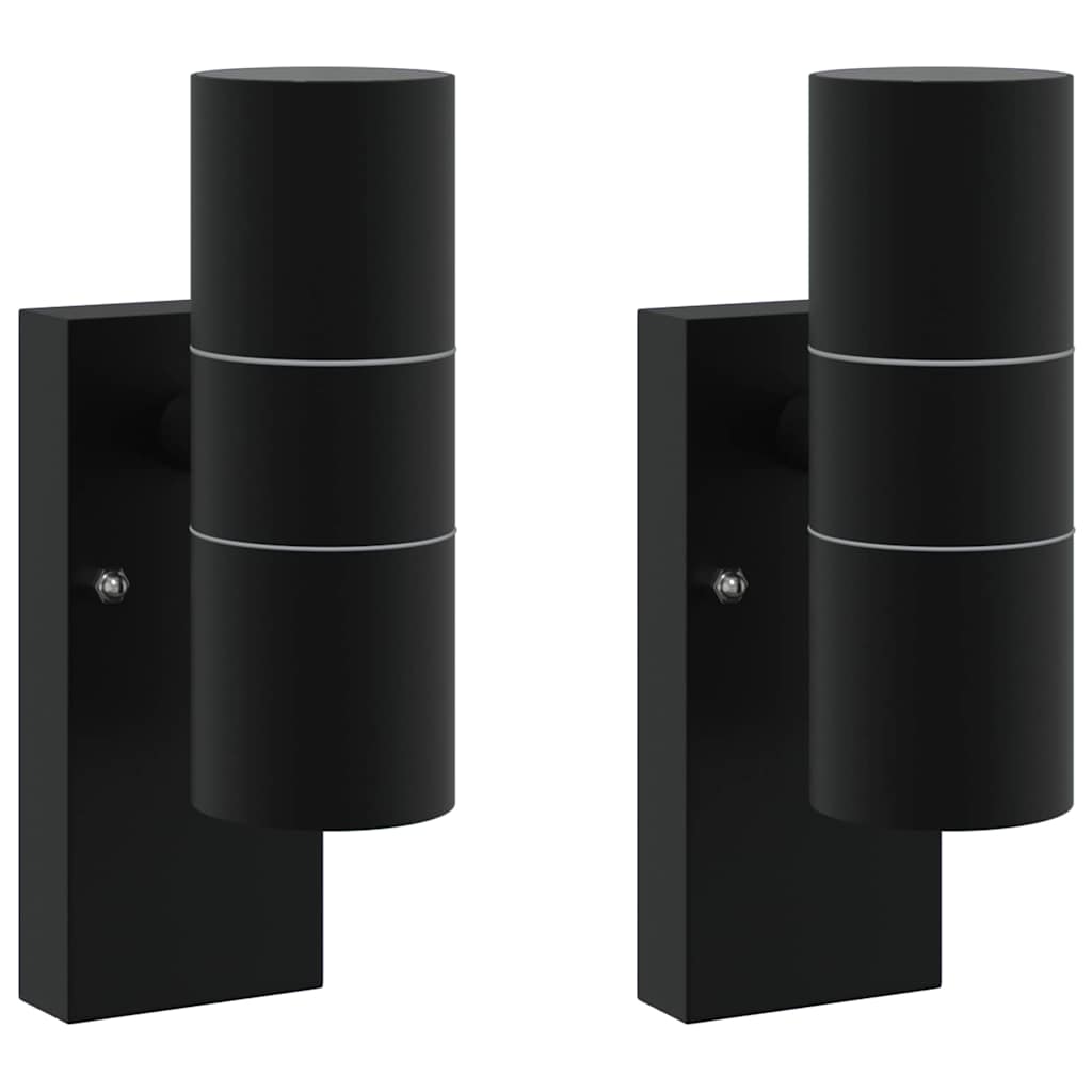 Luz de pared exterior 2 pcs Negro 7 x 10 x 22 cm