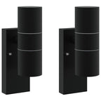 Luz de pared exterior 2 pcs Negro 7 x 10 x 22 cm