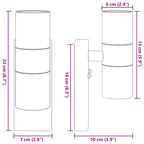 Luz de pared exterior 2 pcs Negro 7 x 10 x 22 cm
