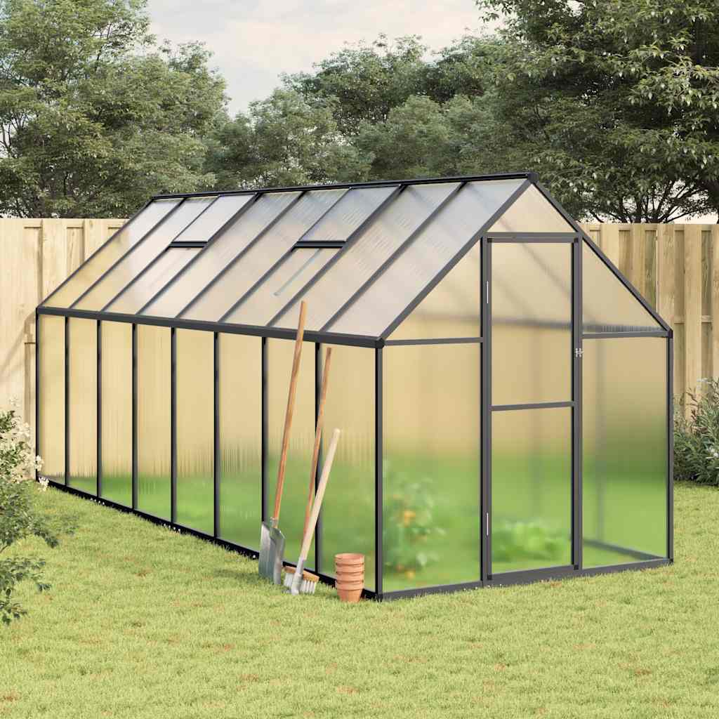 Greenhouse with anthracite aluminum base frame 169x114x195 cm