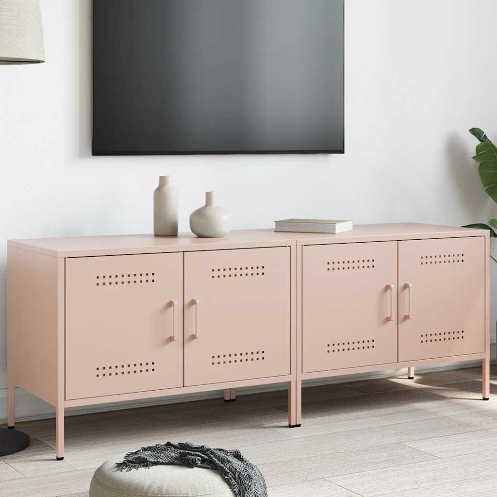 Muebles de TV 2 piezas acero blanco 68x39x50,5 cm