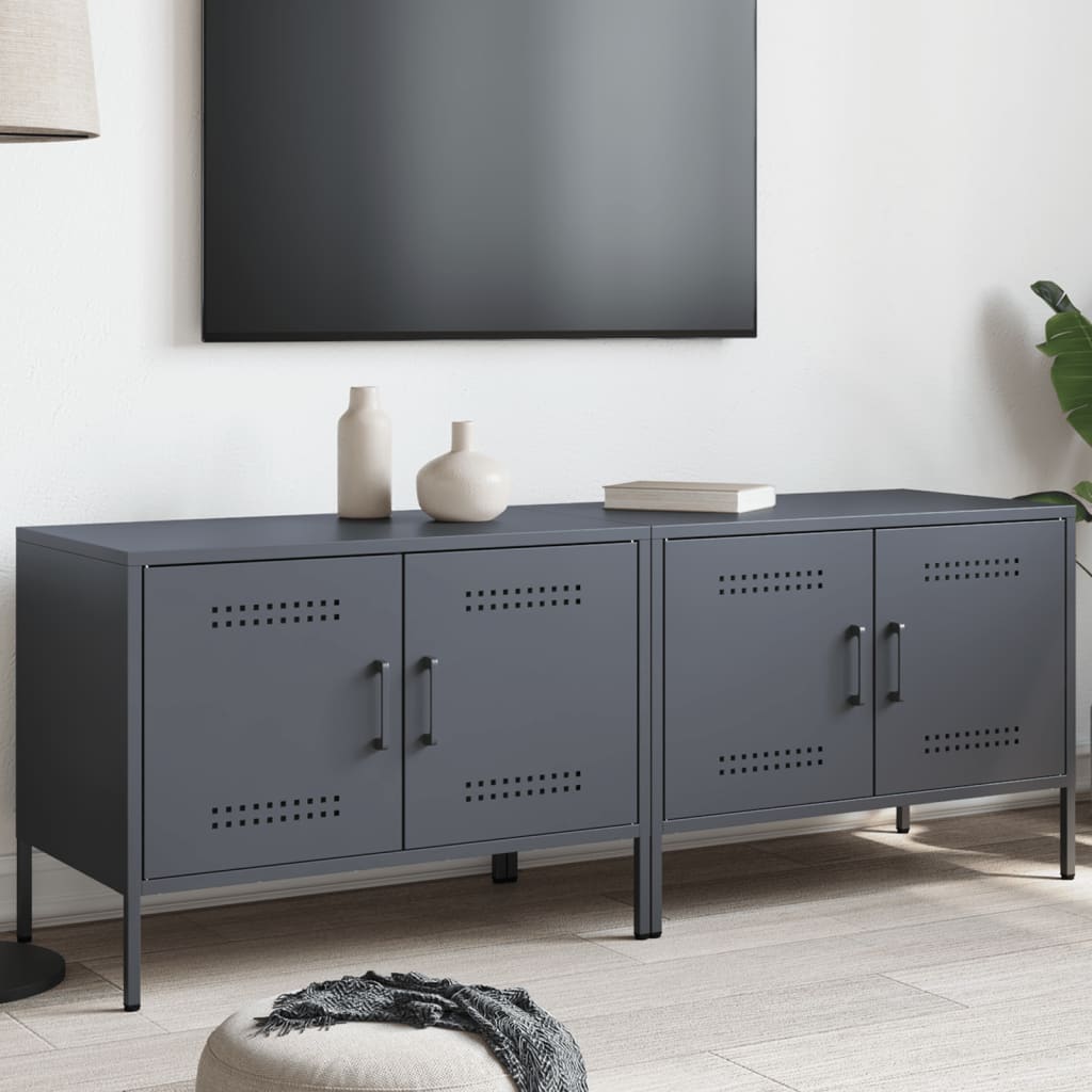 Muebles de TV 2 piezas acero blanco 68x39x50,5 cm